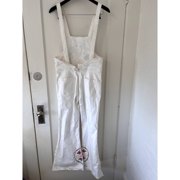 Fillyboo At the Heart Of It Embroidered Jumpsuit Overalls White Floral Size M - Picture 4 of 10
